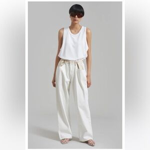 The Frankie Shop HAYLA CONTRAST DENIM PANTS Jeans - OFF WHITE/BEIGE